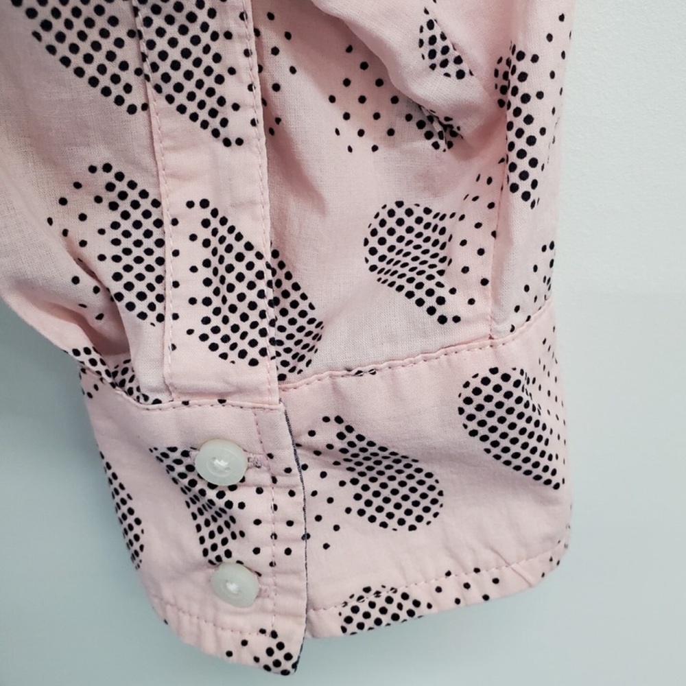 Tommy Hilfiger 🆕 100% Cotton Polka Dot Hearts Button Tab Roll Sleeves NWOT Sz 3x - Picture 9 of 14